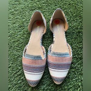 Restricted Women's Striped Flats - Blue, Pink, and Cream